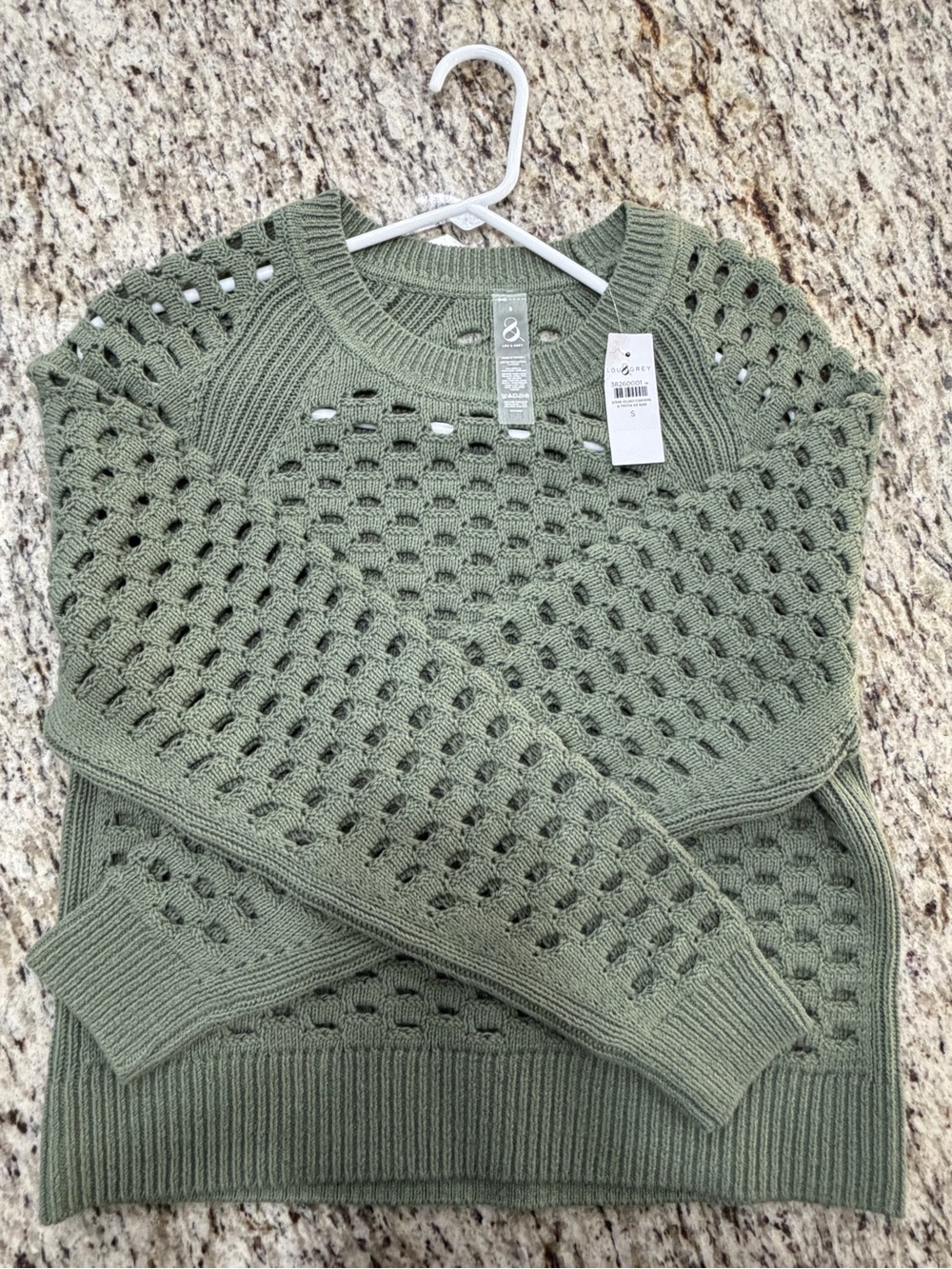 Lou&Grey Olive Open-Knit Crewneck Sweater